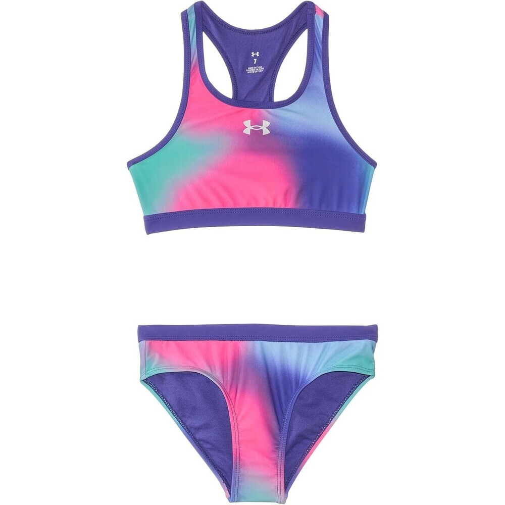 Under Armour Polka Party Blur Racer Bikini Set Girls 14 Multi Swimwear RED1399